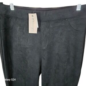 Philosophy Republic‎ Clothing Faux Leather Pull On Pants Black L G